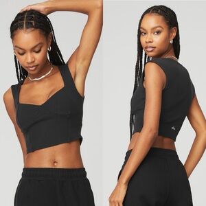 Alo ribbed sweetheart short sleeve